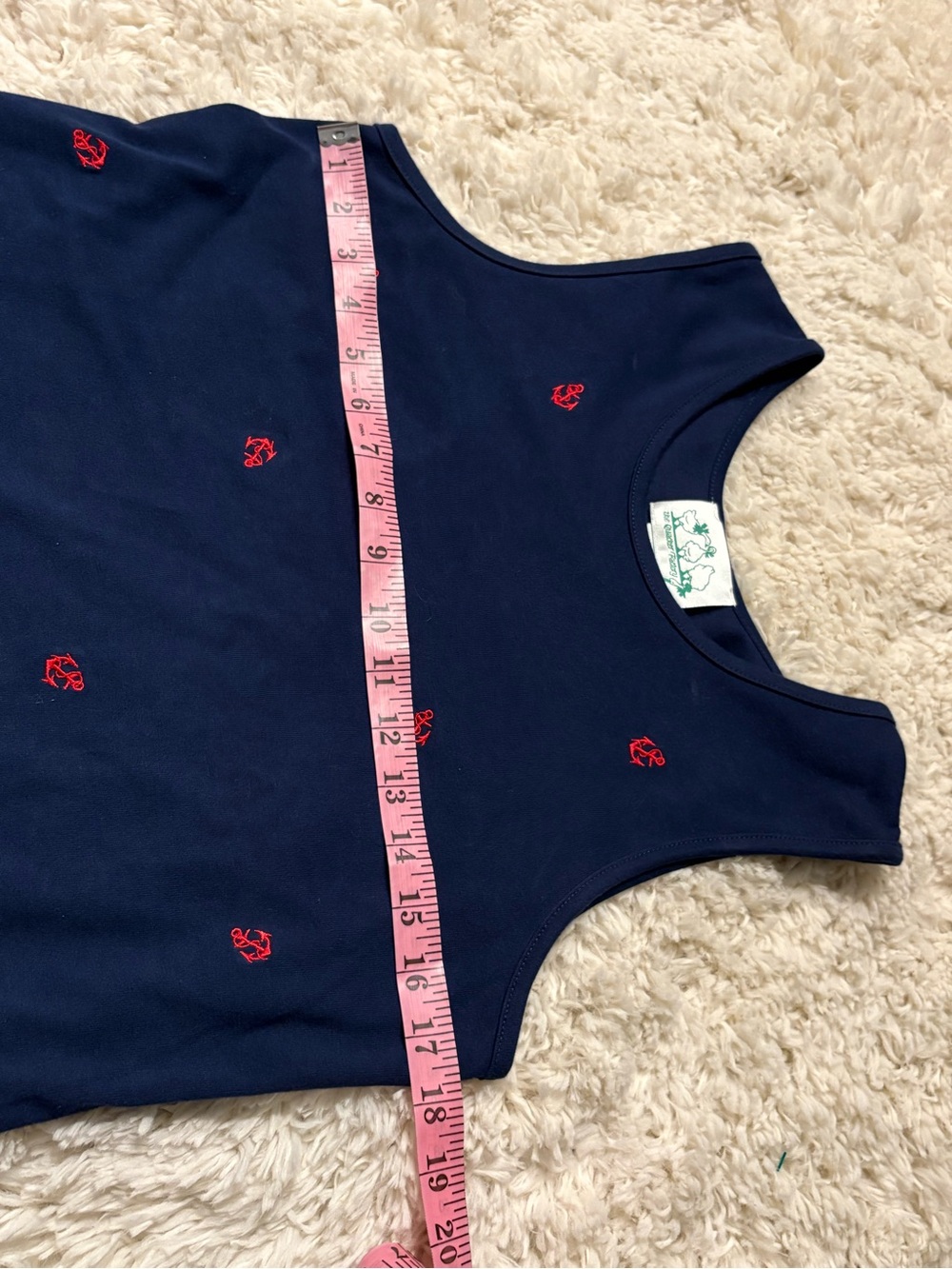 Quacker Factory Embroidered Red Anchors Nautical Navy Cotton Maxi Dress - Picture 3 of 4